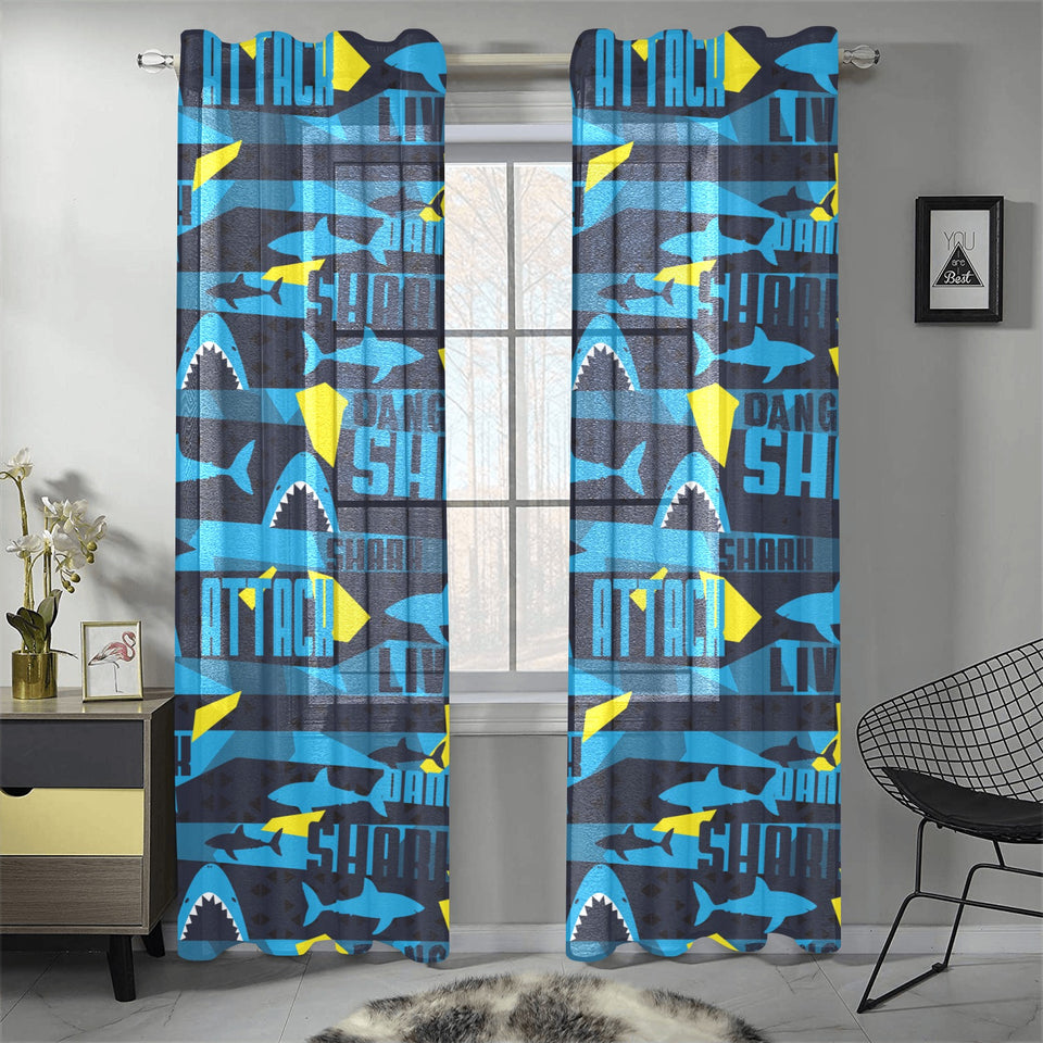 Shark dangerous Gauze Curtain