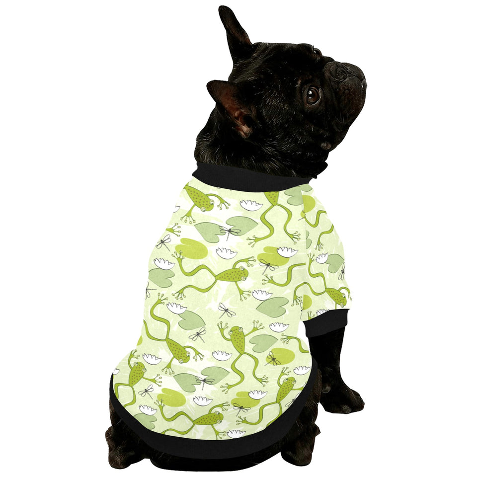 Cute frog dragonfly pattern All Over Print Pet Dog Round Neck Fuzzy Shirt