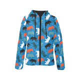 Colorful rhino pattern Women's Padded Hooded Jacket