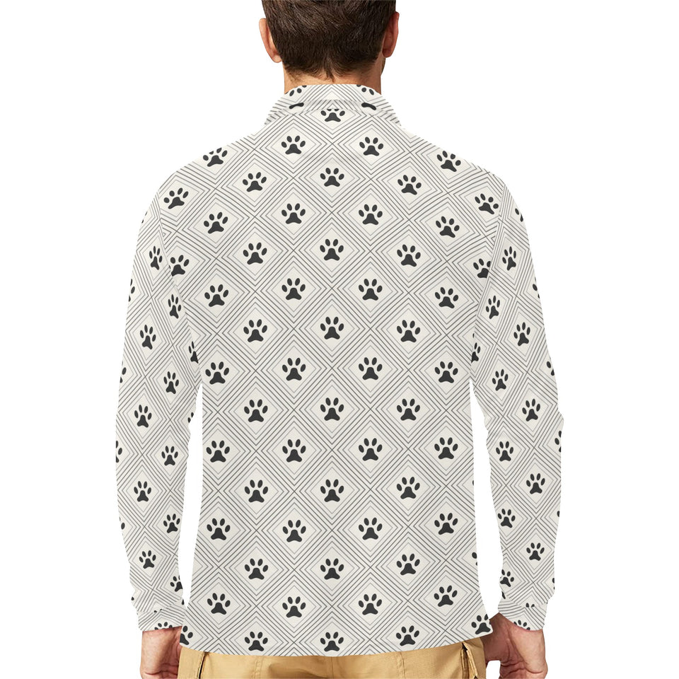 Dog Paws Pattern Print Design 03 Men's Long Sleeve Polo Shirt