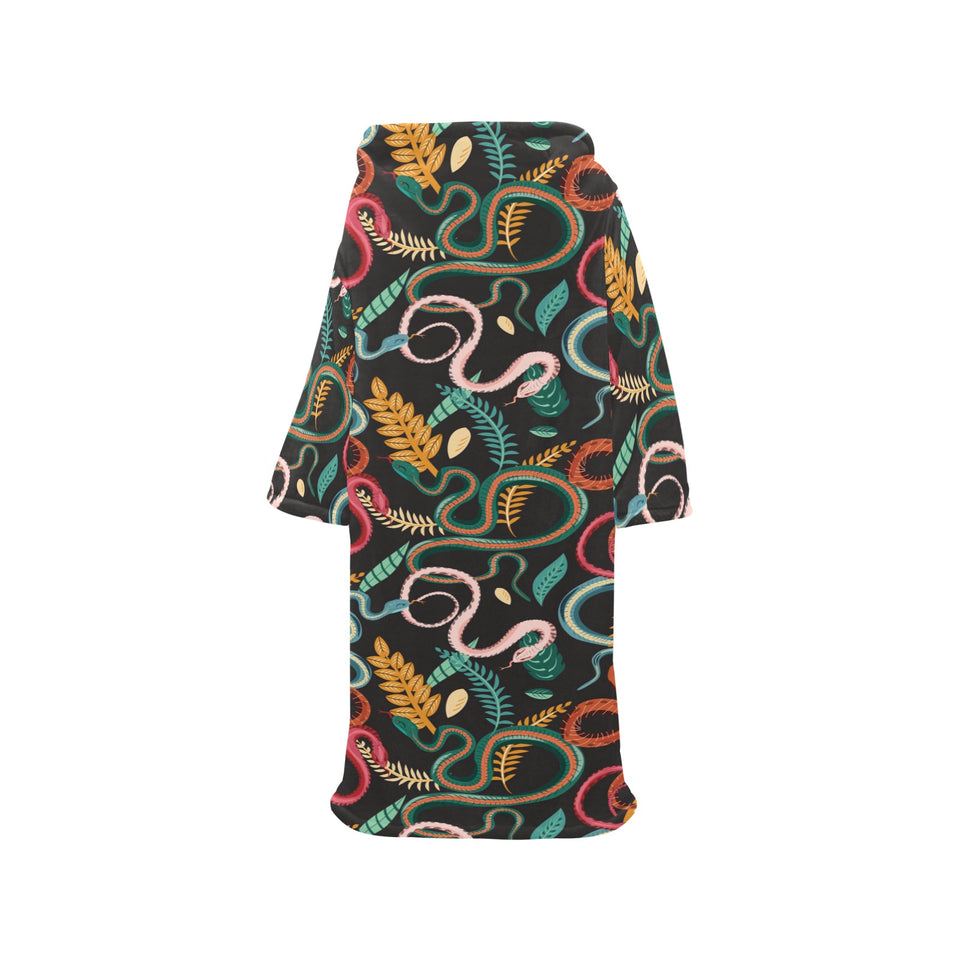 Colorful snake plant pattern Blanket Robe with Sleeves