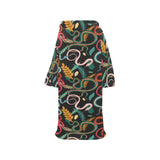 Colorful snake plant pattern Blanket Robe with Sleeves