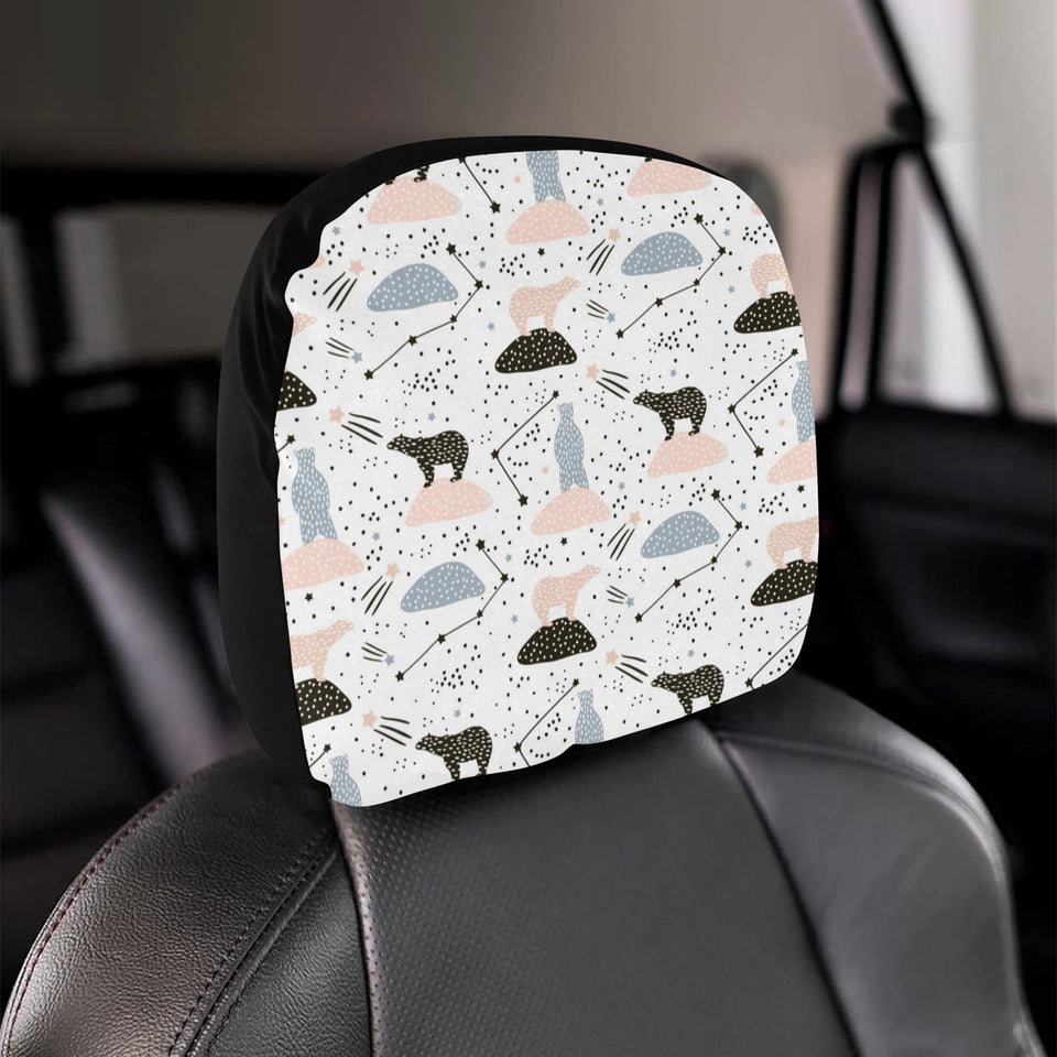 Polar bears star poka dot pattern Car Headrest Cover