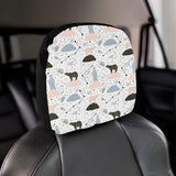 Polar bears star poka dot pattern Car Headrest Cover