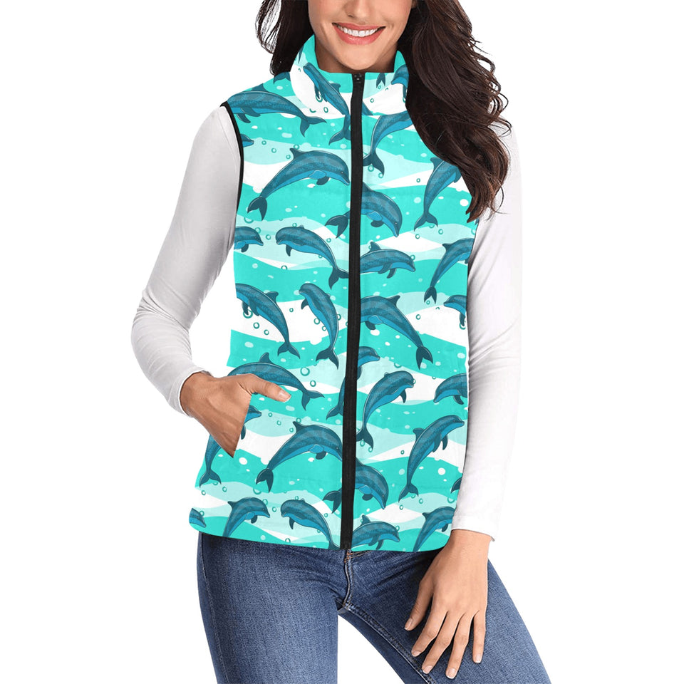Dolphin sea pattern Women's Padded Vest