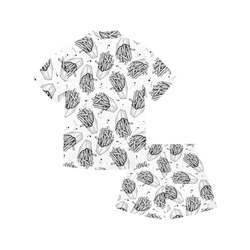 Hand drawn french fries pattern Kids' Boys' Girls' V-Neck Short Pajama Set