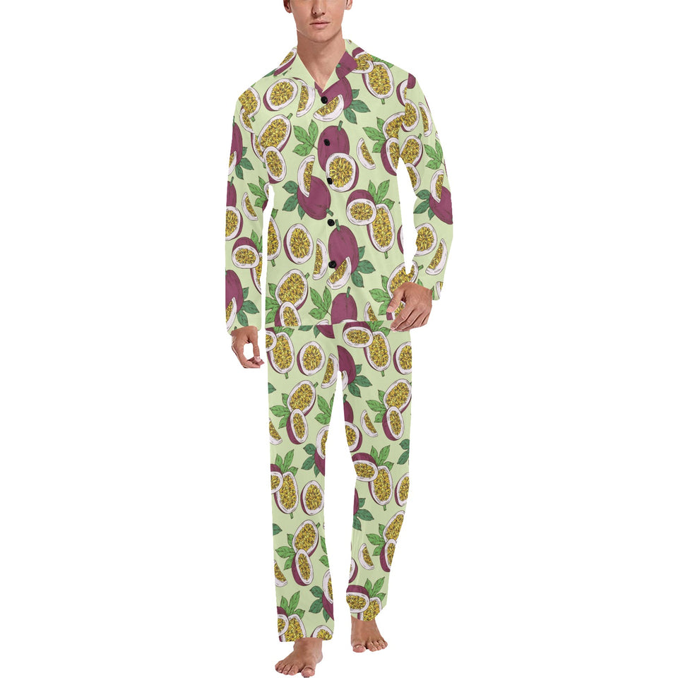 Paassion fruit pattern Men's Long Pajama Set