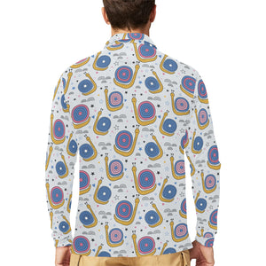 Snail Pattern Print Design 05 Men's Long Sleeve Polo Shirt