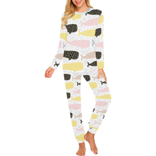 Whale dot pattern Women's All Over Print Pajama Set