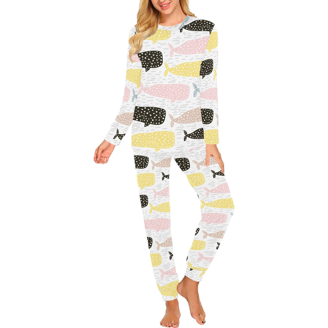 Whale dot pattern Women's All Over Print Pajama Set