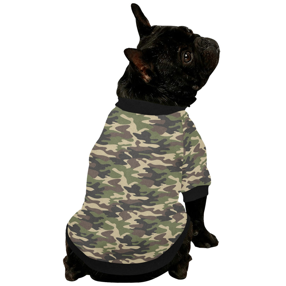 Dark Green camouflage pattern All Over Print Pet Dog Round Neck Fuzzy Shirt