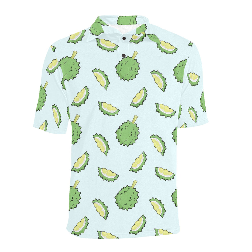 Durian pattern blue background Men's All Over Print Polo Shirt