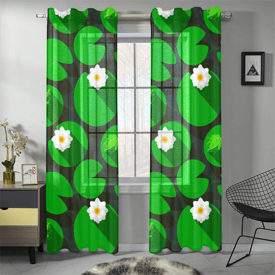 Frog waterlily pattern Gauze Curtain