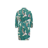 Koi Fish Carp Fish lotus pattern Men's Long Sleeve Belted Night Robe