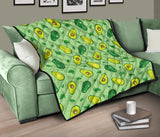 Avocado Pattern Green Background Premium Quilt