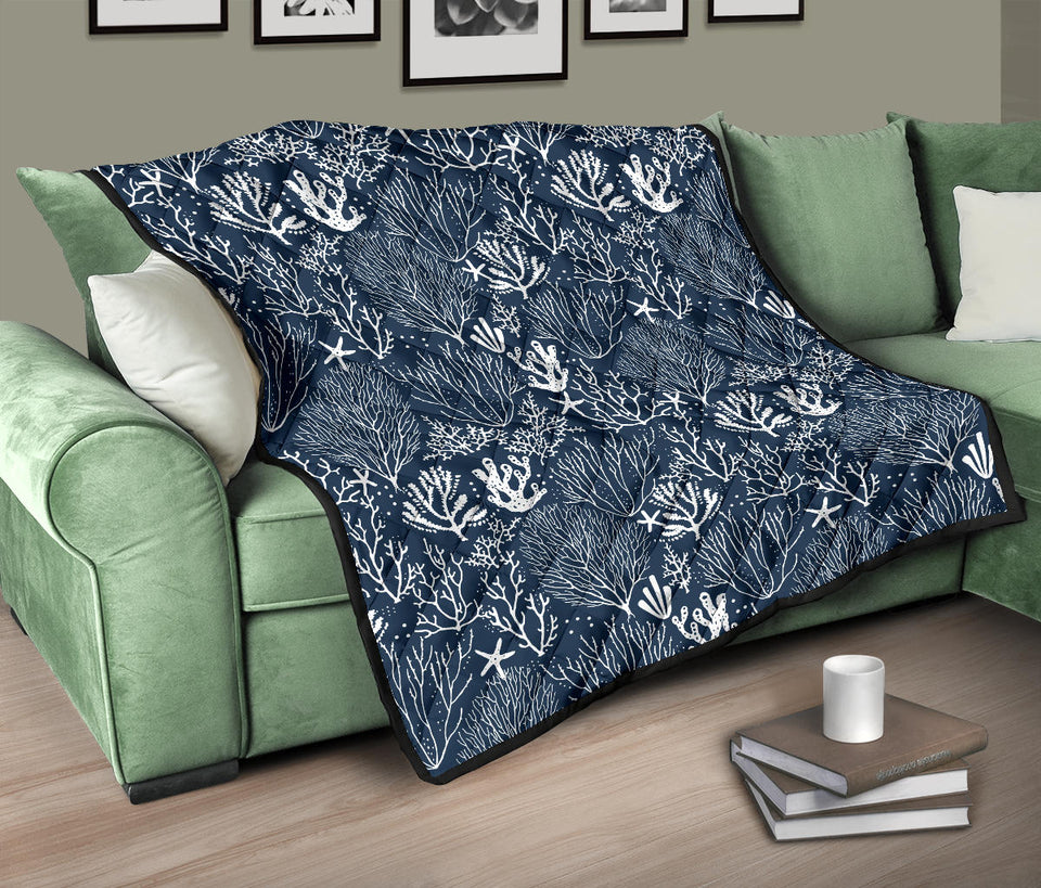 Coral Reef Pattern Print Design 05 Premium Quilt