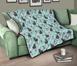 Poodle Dog Green Background Premium Quilt