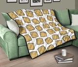 Bread Toast Pattern Print Design 03 Premium Quilt