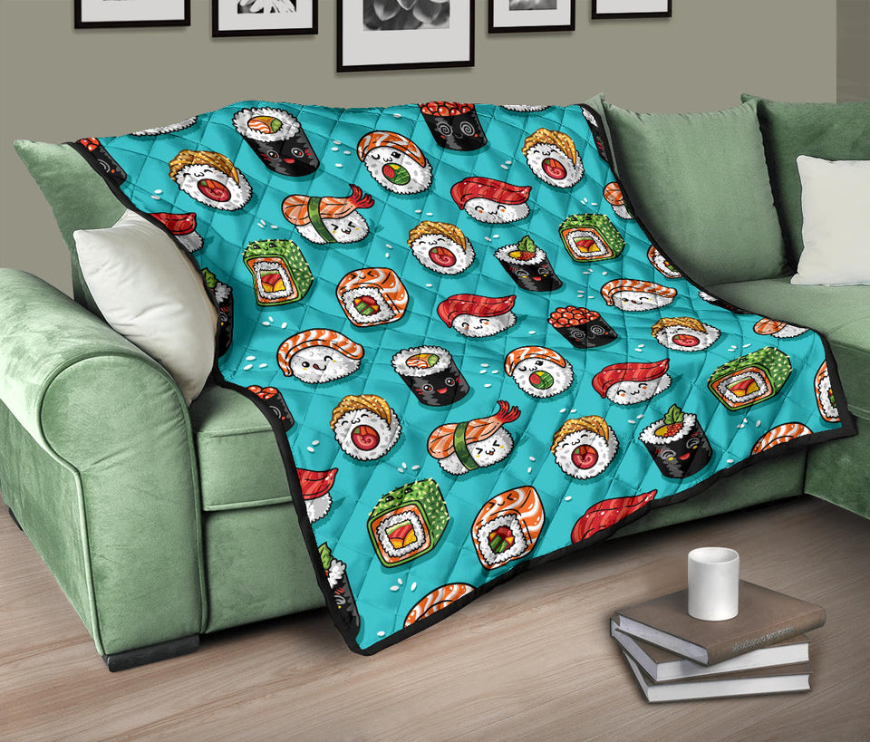 Cute Sushi Pattern Premium Quilt