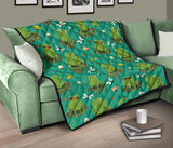 Cute Frog Dragonfly Design Pattern Premium Quilt