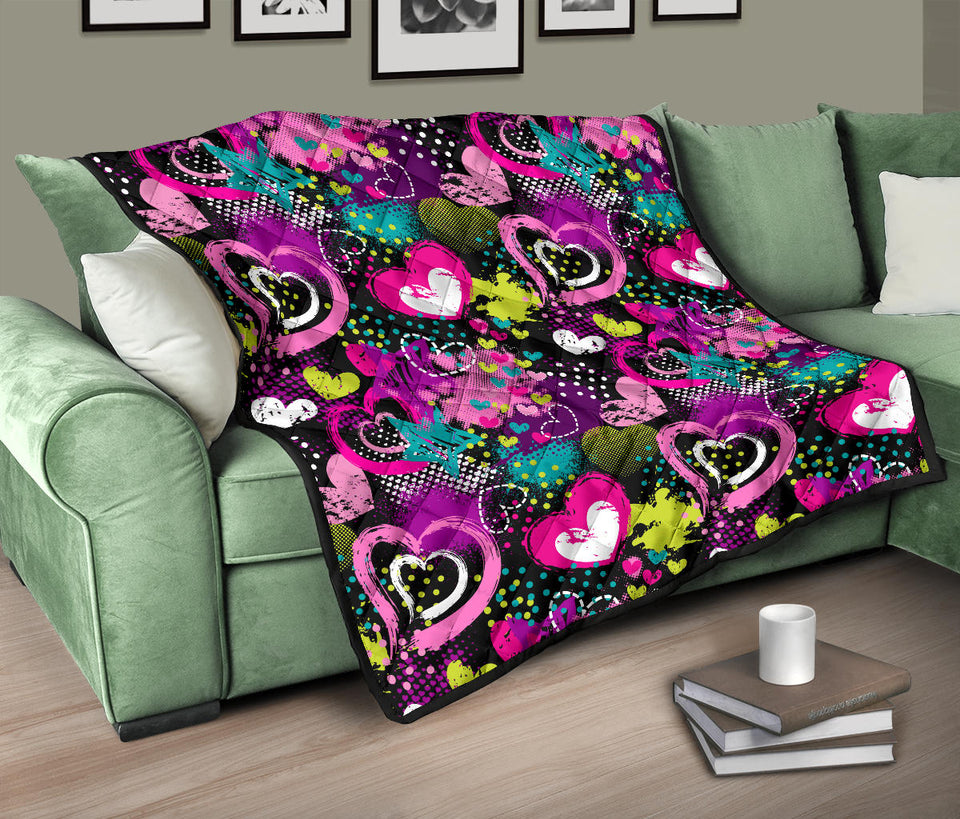 Heart Dot Wave Star Creative Design Pattern Premium Quilt