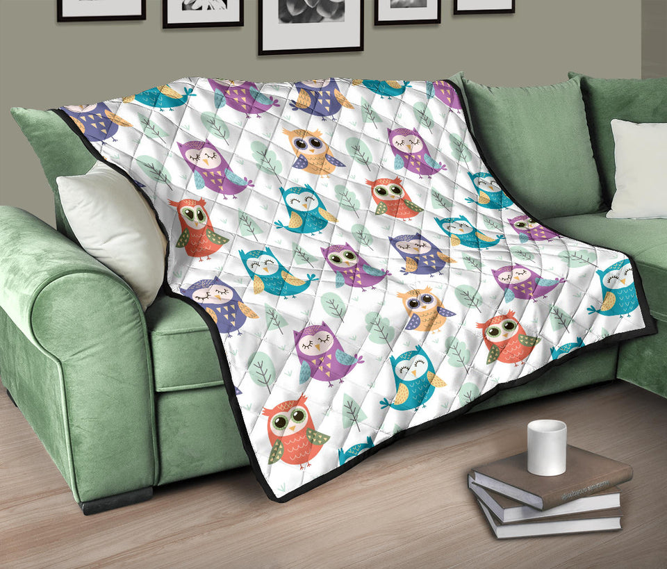 Cute Owl Pattern Premium Quilt