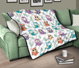 Cute Owl Pattern Premium Quilt