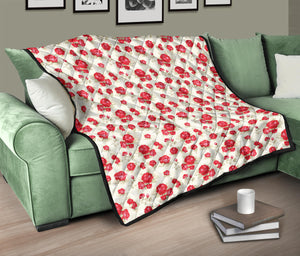 Rose Pattern Print Design 01 Premium Quilt