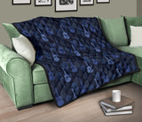 Blue Theme Guitar Pattern Premium Quilt