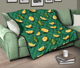 Durian Pattern Green Background Premium Quilt