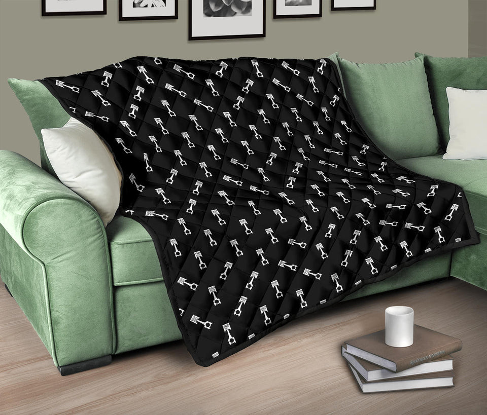 Engine Piston Black Theme Pattern Print Design 03 Premium Quilt