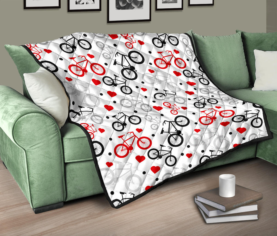 Bicycle Pattern Print Design 04 Premium Quilt