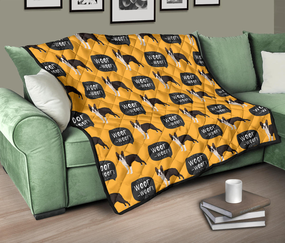 Boston Terrier Design Pattern Premium Quilt