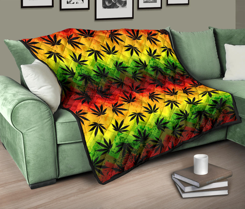 Canabis Marijuana Weed Pattern Print Design 03 Premium Quilt