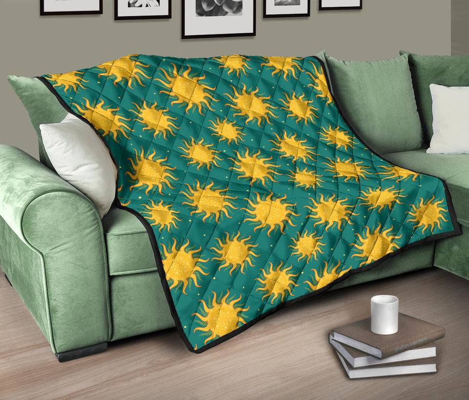 Sun Green Background Premium Quilt