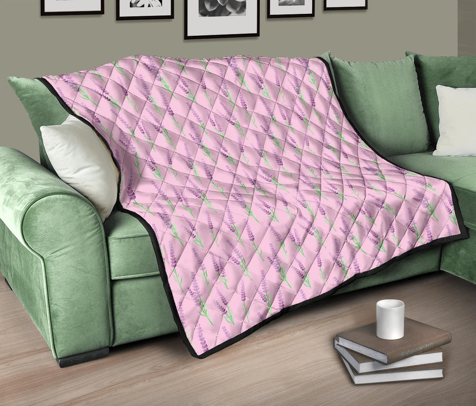 Lavender Pattern Pink Background Premium Quilt