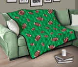 American Football Ball Field Background Premium Quilt