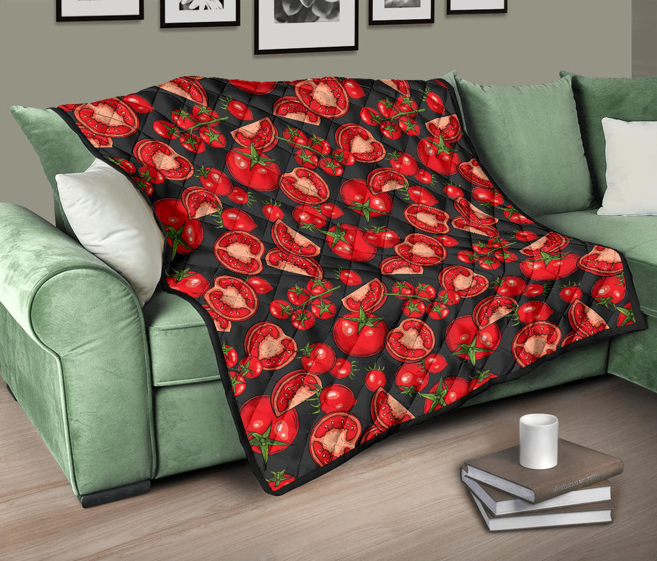 Tomato Black Background Premium Quilt