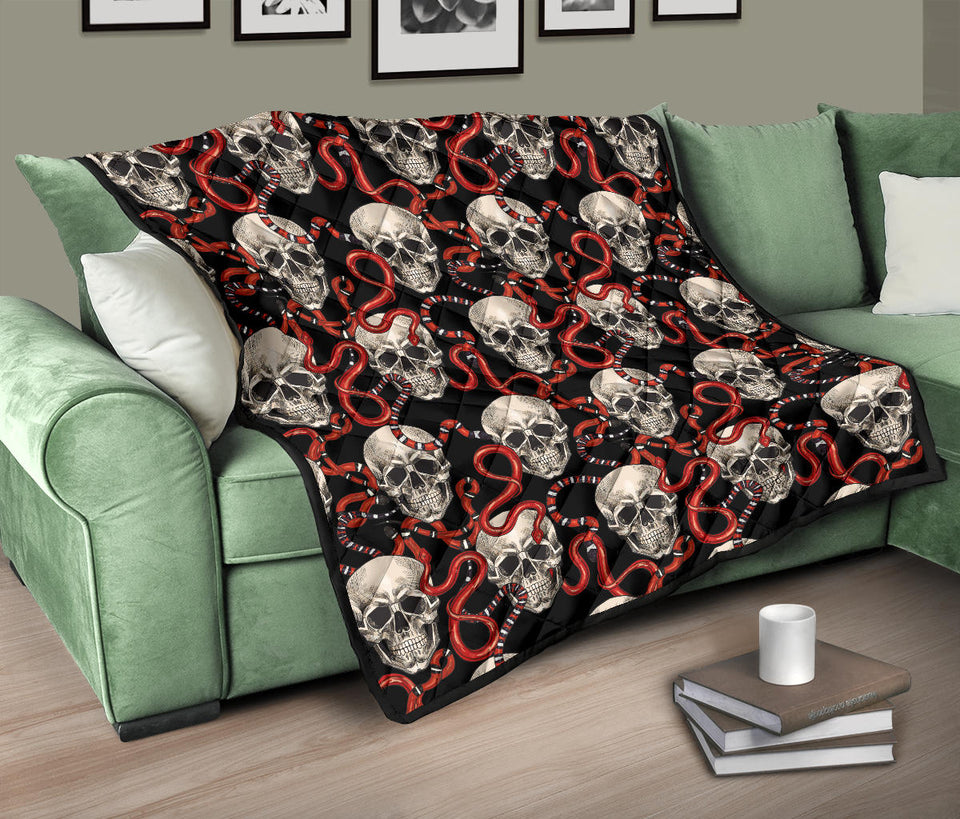 Red Snake Skull Pattern Premium Quilt