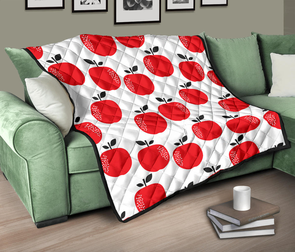 Red Apples White Background Premium Quilt