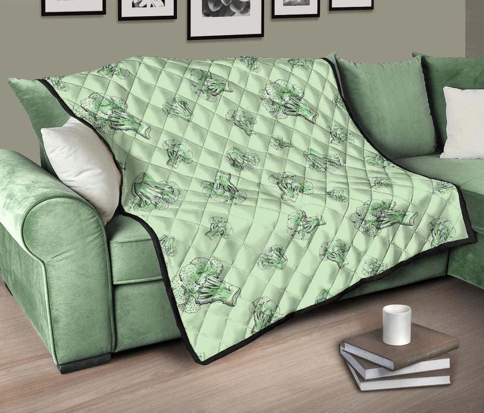 Broccoli Sketch Pattern Premium Quilt