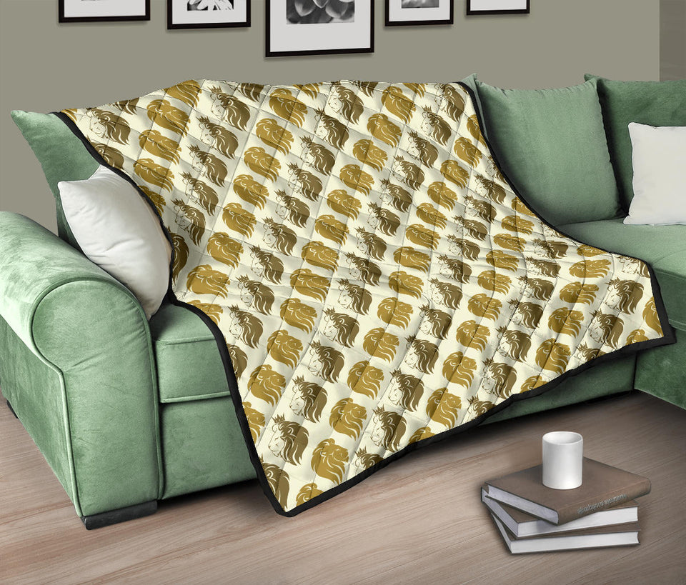 Lion Pattern Print Design 02 Premium Quilt
