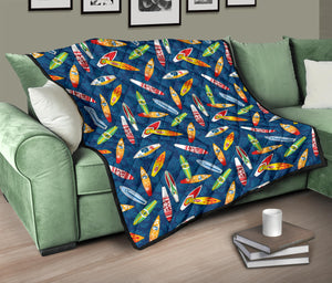 Surfboard Pattern Print Design 01 Premium Quilt