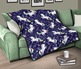 Hand Drawn Cute Unicorn Star Planet Premium Quilt