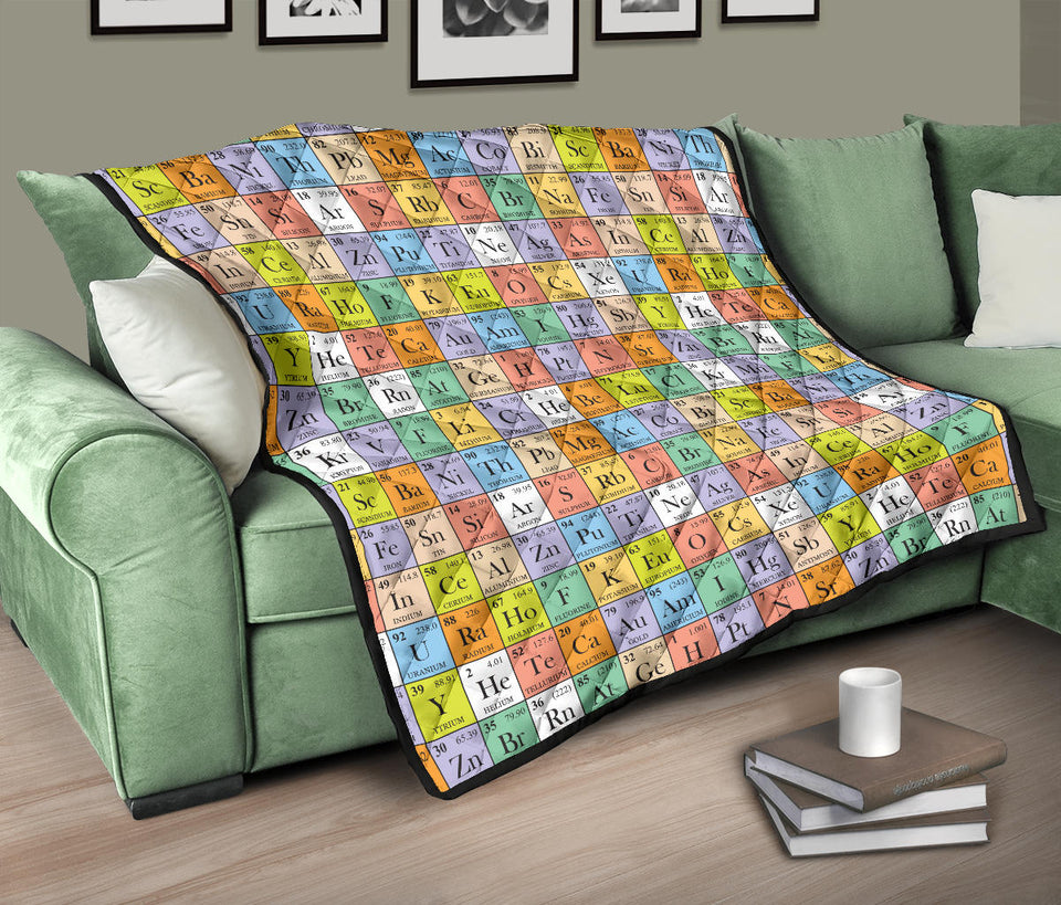 Chemistry Periodic Table Pattern Print Design 01 Premium Quilt