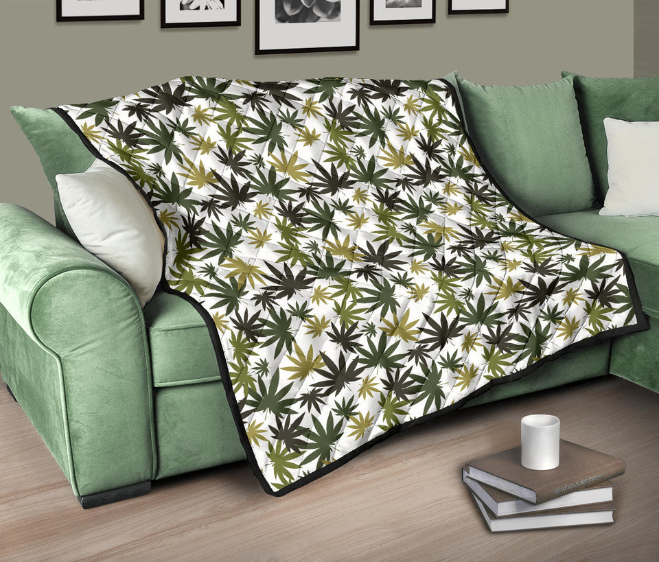 Canabis Marijuana Weed Pattern Print Design 05 Premium Quilt