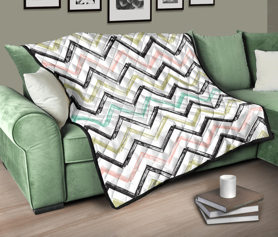 Zigzag  Chevron Paint Pattern Premium Quilt
