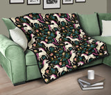 Unicorns Forest Background Premium Quilt