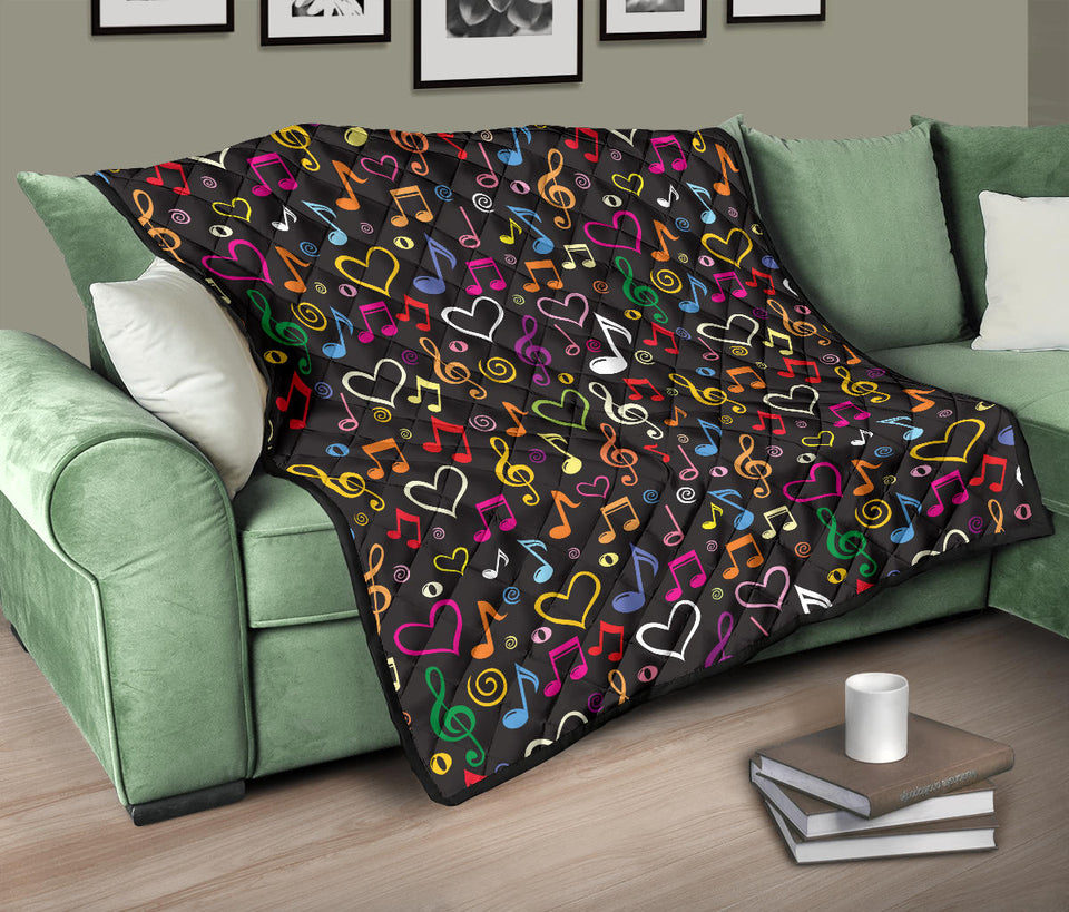 Music Notes Pattern Print Design 02 Premium Quilt
