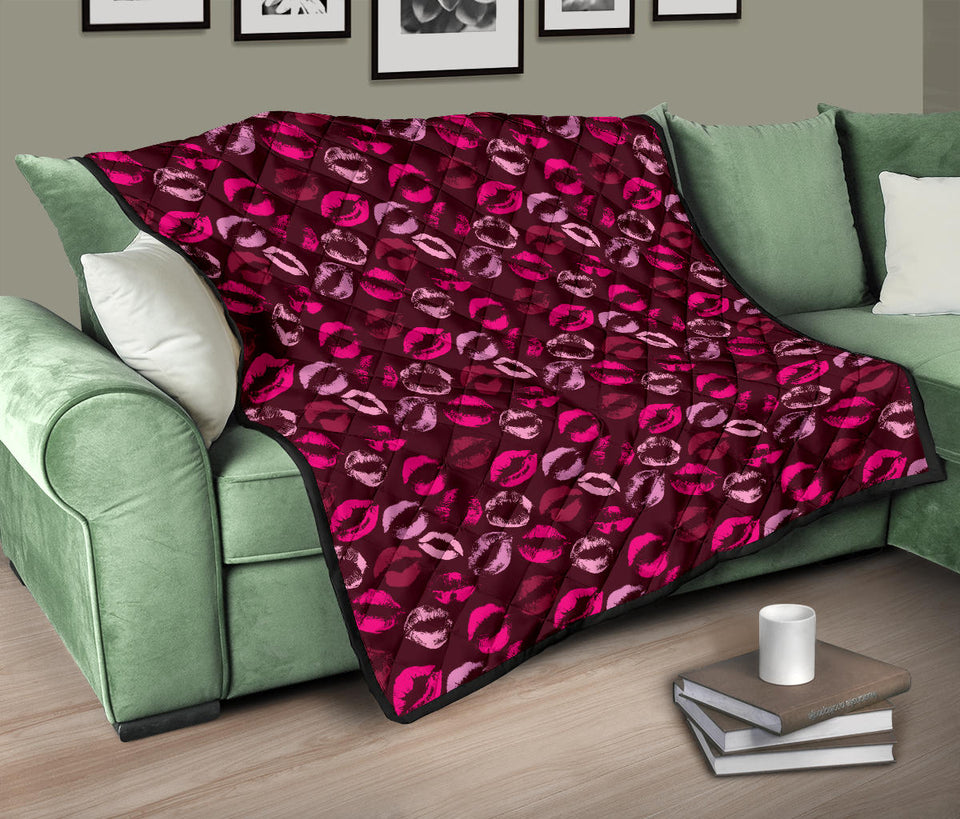 Lips Pattern Print Design 03 Premium Quilt
